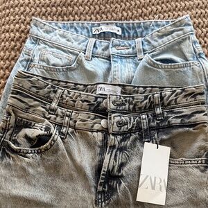 Zara Light Blue and Black Denim Jeans Set